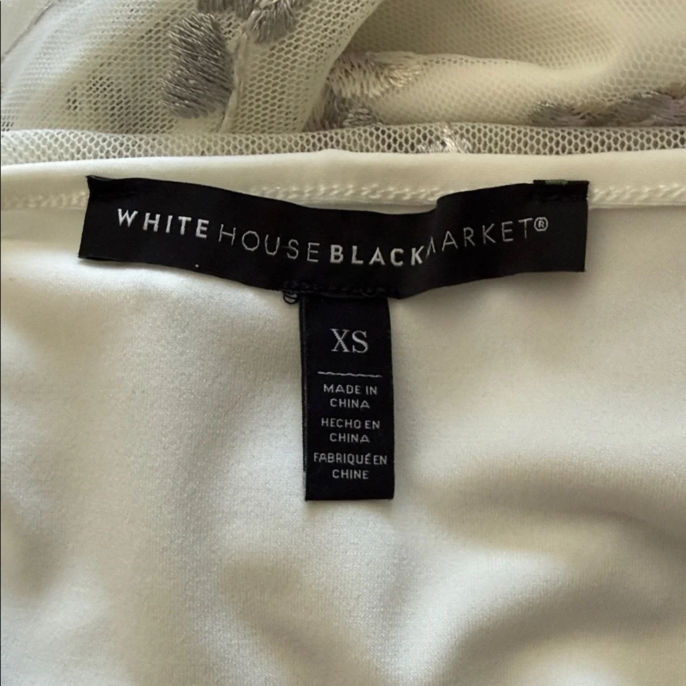 White House Black Market Sheer White Embroidered Blouse